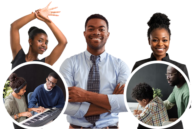 Estudantes aprendendo com tutor